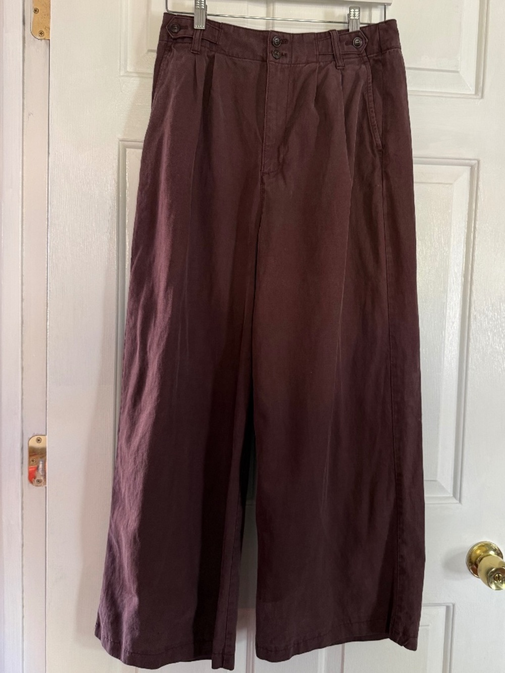 Madewell Harlow Wide Leg Trouser in Eggplant Size 8 Hemmed to 5’4”